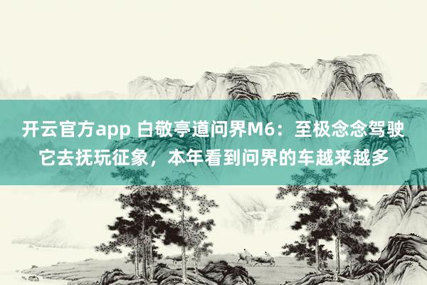 开云官方app 白敬亭道问界M6：至极念念驾驶它去抚玩征象，本年看到问界的车越来越多