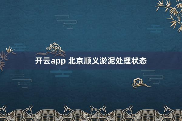 开云app 北京顺义淤泥处理状态