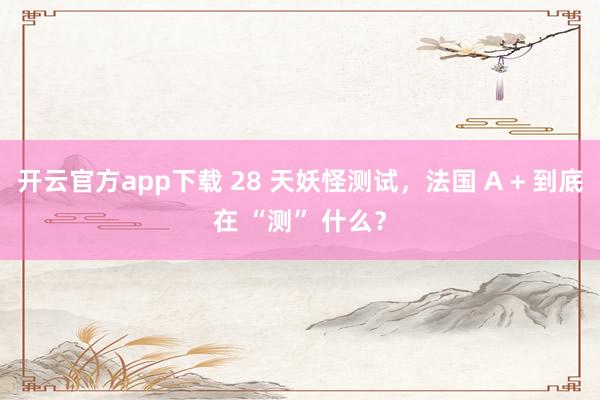 开云官方app下载 28 天妖怪测试，法国 A + 到底在 “测” 什么？