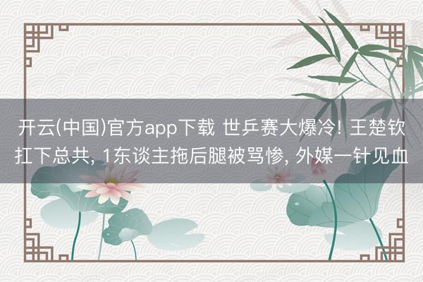 开云(中国)官方app下载 世乒赛大爆冷! 王楚钦扛下总共, 1东谈主拖后腿被骂惨, 外媒一针见血